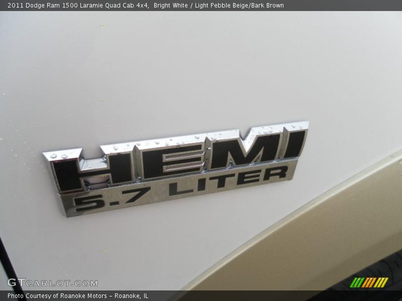 Bright White / Light Pebble Beige/Bark Brown 2011 Dodge Ram 1500 Laramie Quad Cab 4x4