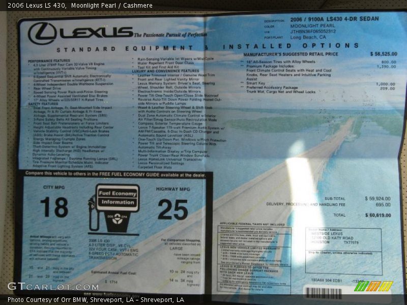 Moonlight Pearl / Cashmere 2006 Lexus LS 430