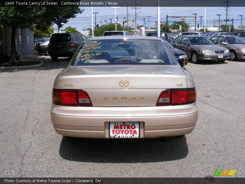 Cashmere Beige Metallic / Beige 1996 Toyota Camry LE Sedan