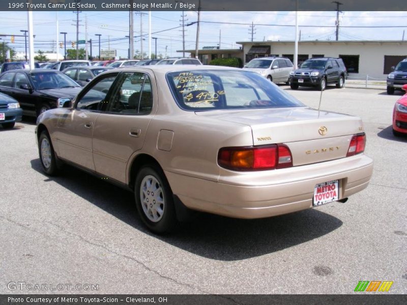 Cashmere Beige Metallic / Beige 1996 Toyota Camry LE Sedan