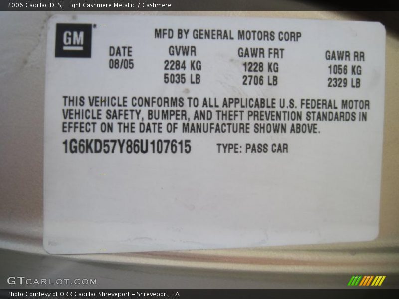 Light Cashmere Metallic / Cashmere 2006 Cadillac DTS