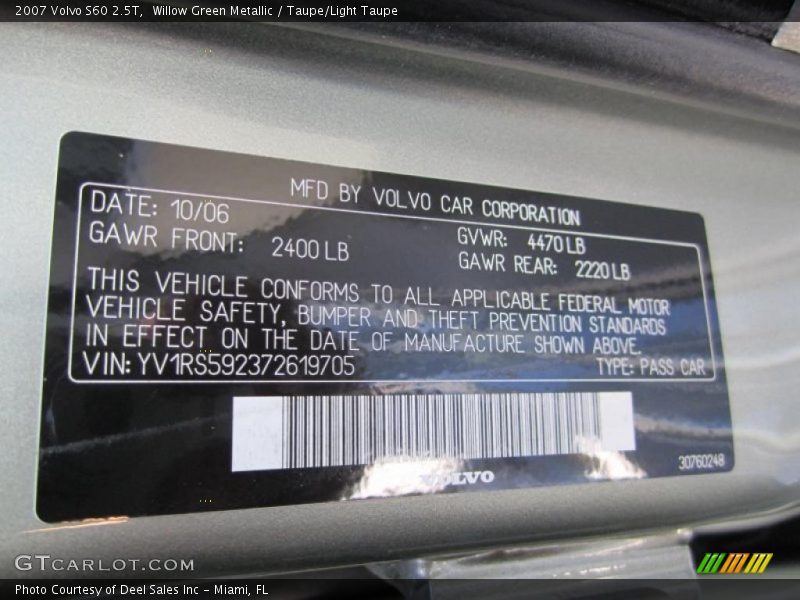 Willow Green Metallic / Taupe/Light Taupe 2007 Volvo S60 2.5T