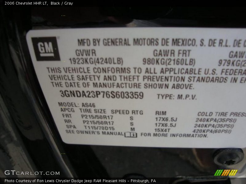 Black / Gray 2006 Chevrolet HHR LT