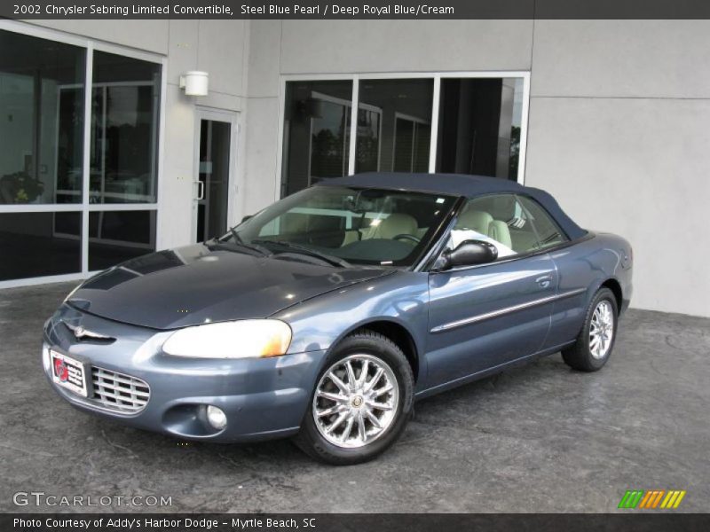 Steel Blue Pearl / Deep Royal Blue/Cream 2002 Chrysler Sebring Limited Convertible