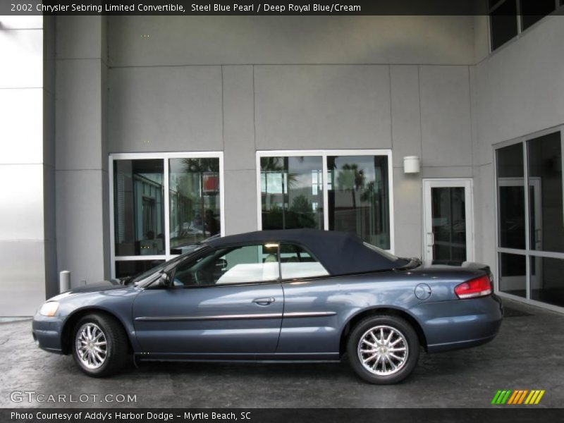 Steel Blue Pearl / Deep Royal Blue/Cream 2002 Chrysler Sebring Limited Convertible
