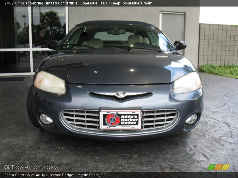 Steel Blue Pearl / Deep Royal Blue/Cream 2002 Chrysler Sebring Limited Convertible