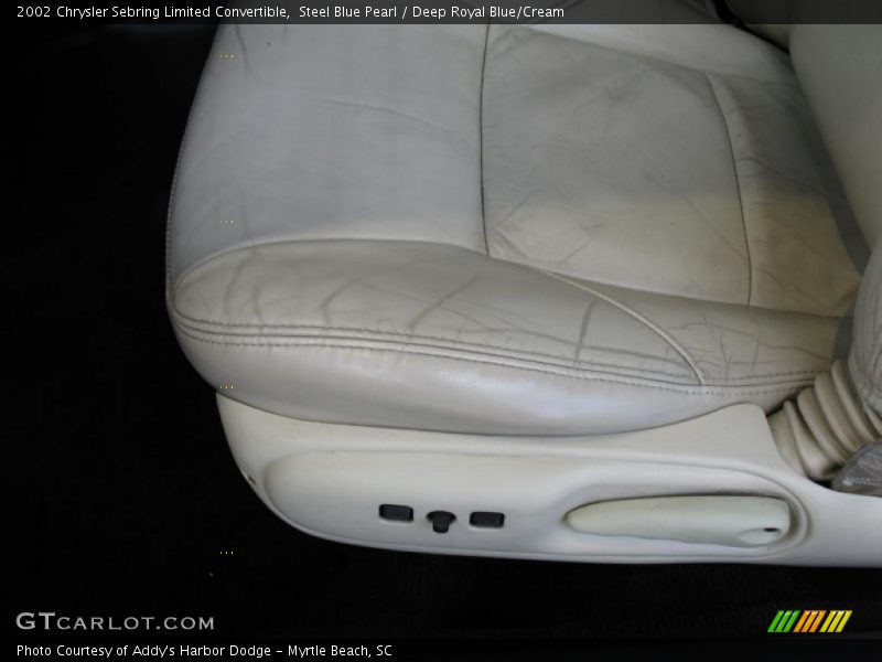 Steel Blue Pearl / Deep Royal Blue/Cream 2002 Chrysler Sebring Limited Convertible