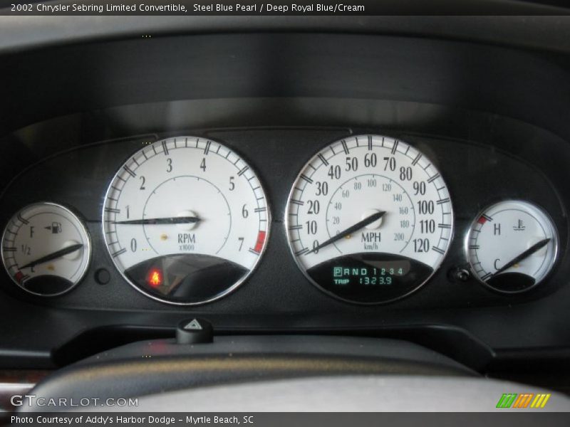Steel Blue Pearl / Deep Royal Blue/Cream 2002 Chrysler Sebring Limited Convertible
