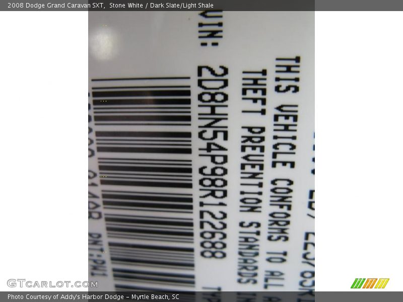 Stone White / Dark Slate/Light Shale 2008 Dodge Grand Caravan SXT