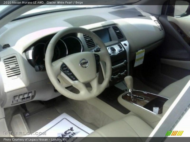 Glacier White Pearl / Beige 2010 Nissan Murano LE AWD