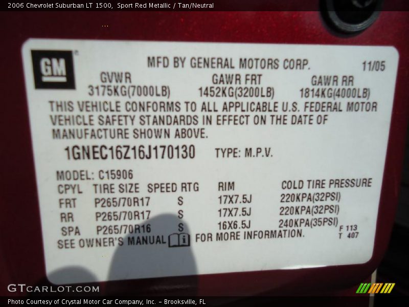 Sport Red Metallic / Tan/Neutral 2006 Chevrolet Suburban LT 1500
