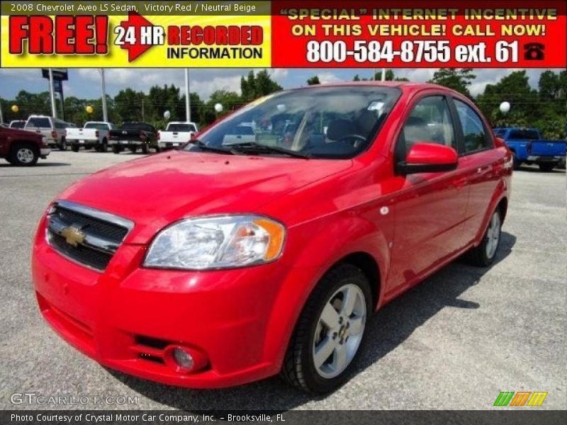 Victory Red / Neutral Beige 2008 Chevrolet Aveo LS Sedan