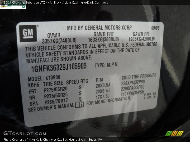 Black / Light Cashmere/Dark Cashmere 2009 Chevrolet Suburban LTZ 4x4