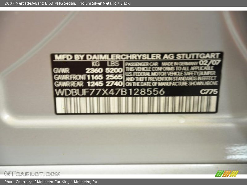 Iridium Silver Metallic / Black 2007 Mercedes-Benz E 63 AMG Sedan