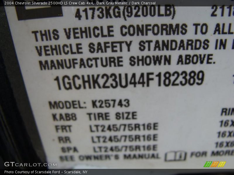 Dark Gray Metallic / Dark Charcoal 2004 Chevrolet Silverado 2500HD LS Crew Cab 4x4