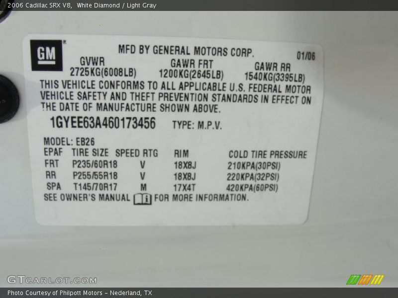 White Diamond / Light Gray 2006 Cadillac SRX V8