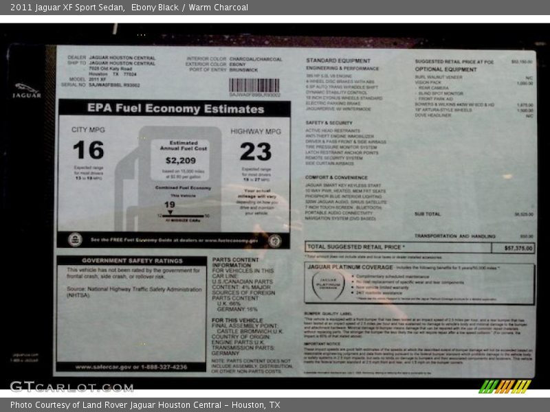 Ebony Black / Warm Charcoal 2011 Jaguar XF Sport Sedan