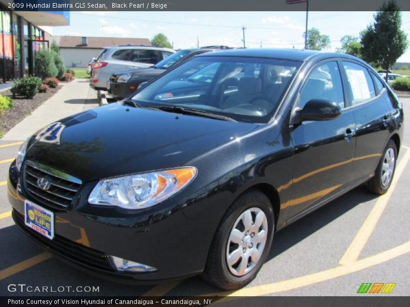 Black Pearl / Beige 2009 Hyundai Elantra GLS Sedan