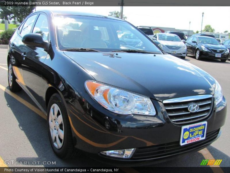Black Pearl / Beige 2009 Hyundai Elantra GLS Sedan