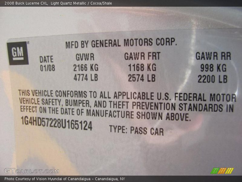 Light Quartz Metallic / Cocoa/Shale 2008 Buick Lucerne CXL