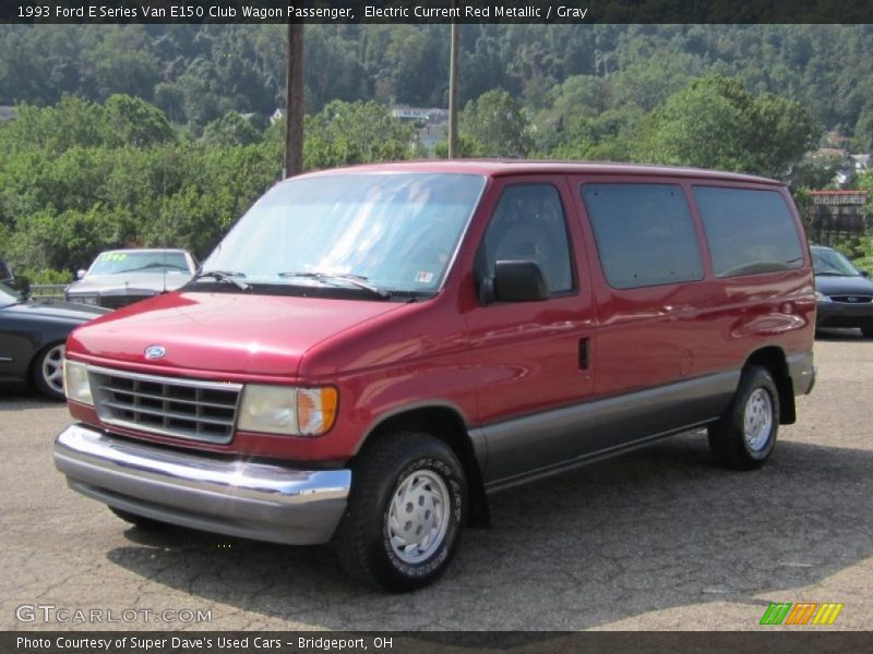 Electric Current Red Metallic / Gray 1993 Ford E Series Van E150 Club Wagon Passenger