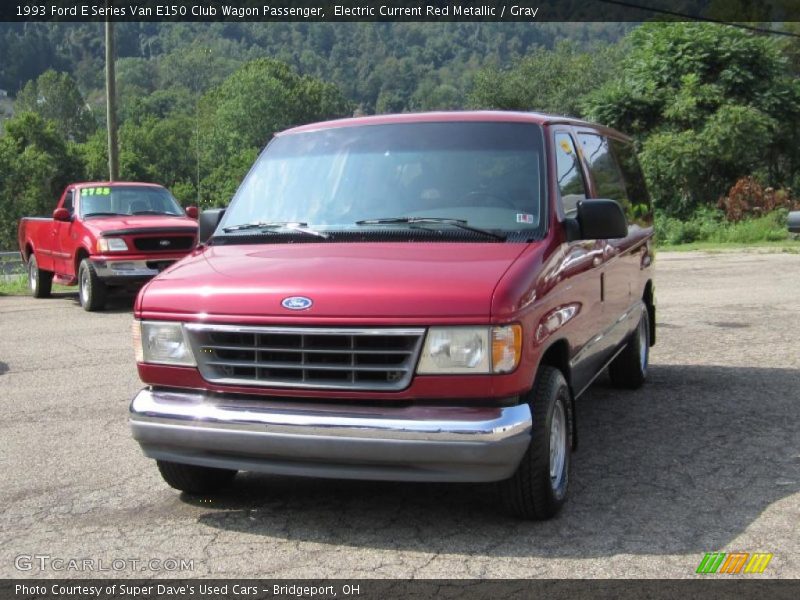Electric Current Red Metallic / Gray 1993 Ford E Series Van E150 Club Wagon Passenger