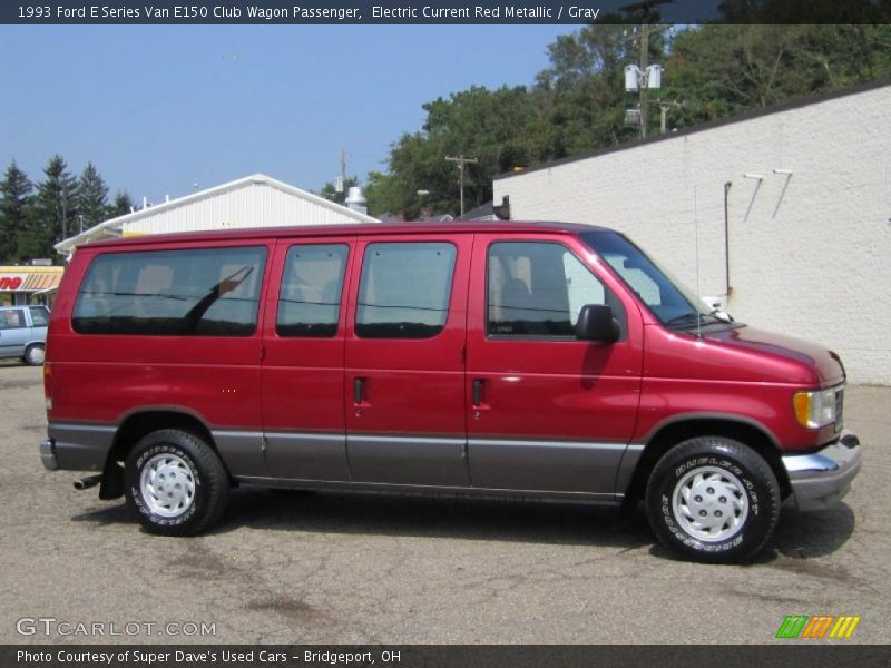 Electric Current Red Metallic / Gray 1993 Ford E Series Van E150 Club Wagon Passenger
