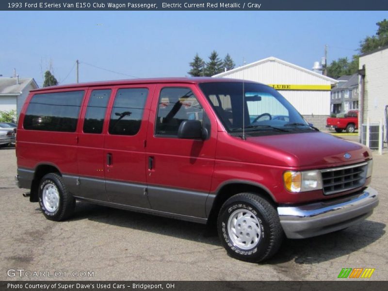 Electric Current Red Metallic / Gray 1993 Ford E Series Van E150 Club Wagon Passenger