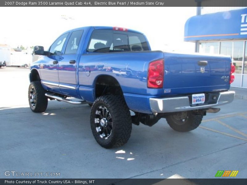 Electric Blue Pearl / Medium Slate Gray 2007 Dodge Ram 3500 Laramie Quad Cab 4x4