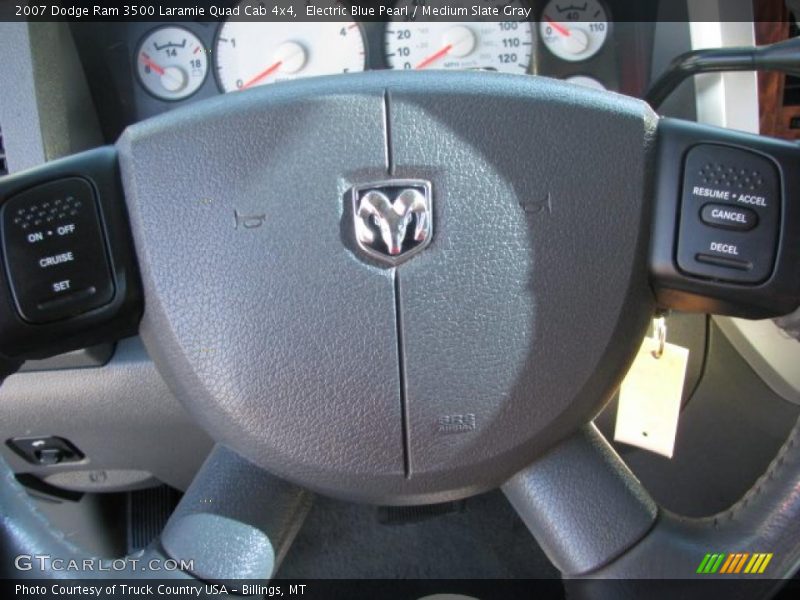 Electric Blue Pearl / Medium Slate Gray 2007 Dodge Ram 3500 Laramie Quad Cab 4x4
