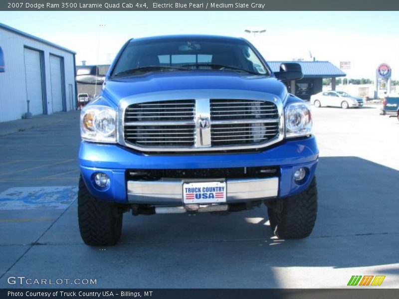 Electric Blue Pearl / Medium Slate Gray 2007 Dodge Ram 3500 Laramie Quad Cab 4x4