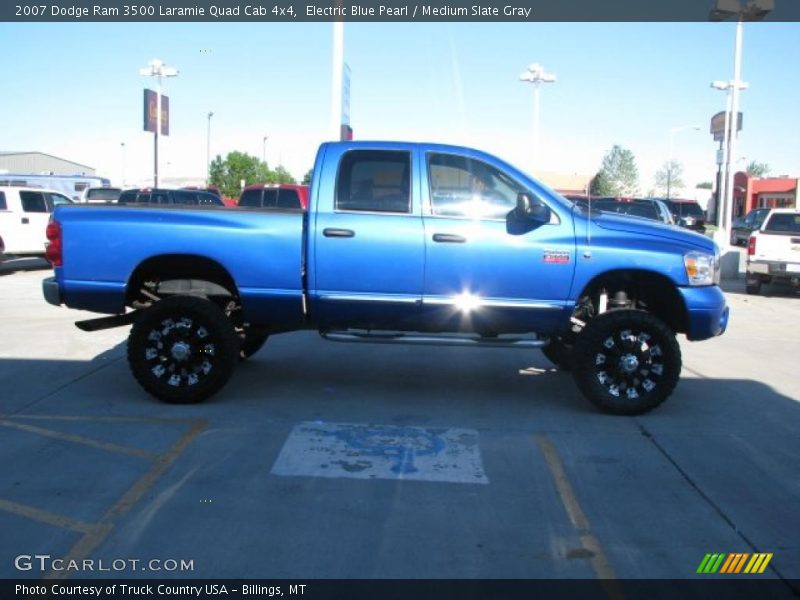 Electric Blue Pearl / Medium Slate Gray 2007 Dodge Ram 3500 Laramie Quad Cab 4x4