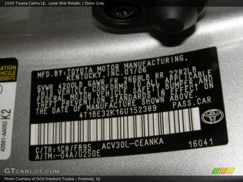 Lunar Mist Metallic / Stone Gray 2006 Toyota Camry LE