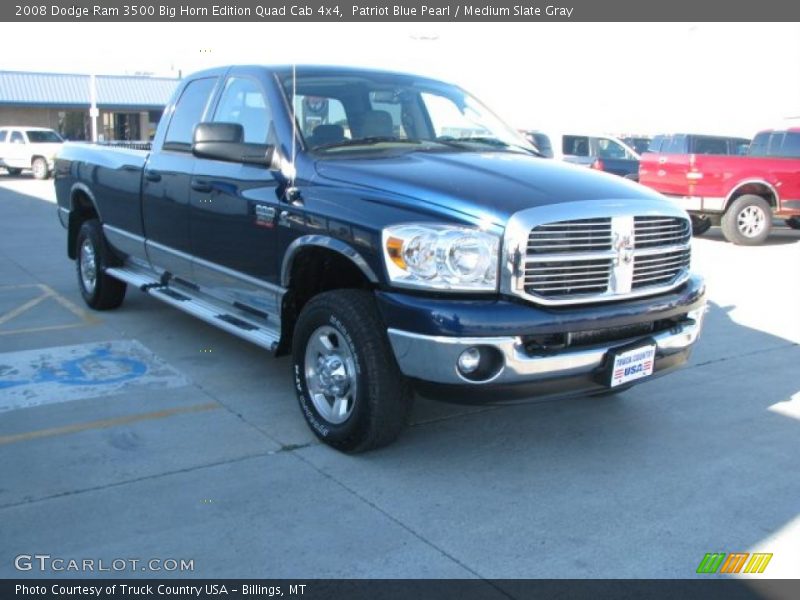 Patriot Blue Pearl / Medium Slate Gray 2008 Dodge Ram 3500 Big Horn Edition Quad Cab 4x4