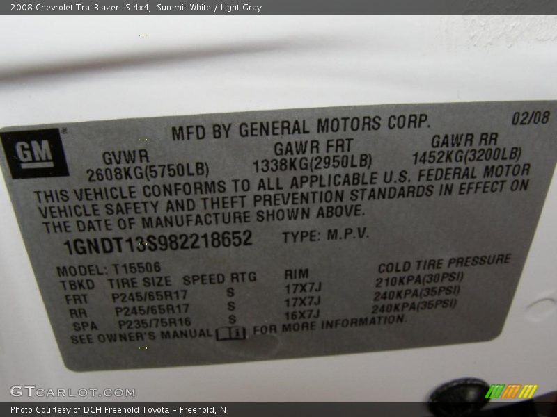 Summit White / Light Gray 2008 Chevrolet TrailBlazer LS 4x4