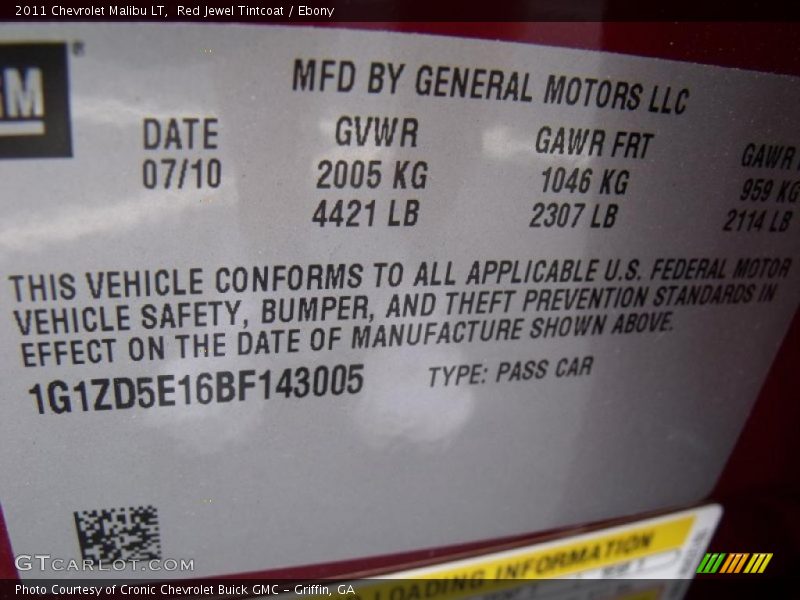 Red Jewel Tintcoat / Ebony 2011 Chevrolet Malibu LT