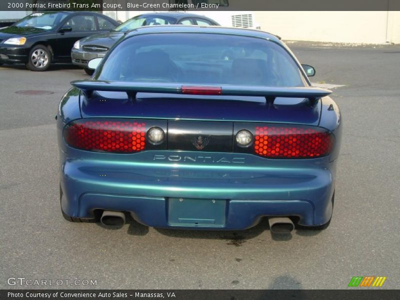 Blue-Green Chameleon / Ebony 2000 Pontiac Firebird Trans Am Coupe