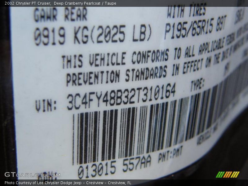 Deep Cranberry Pearlcoat / Taupe 2002 Chrysler PT Cruiser