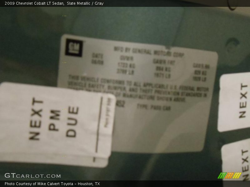 Slate Metallic / Gray 2009 Chevrolet Cobalt LT Sedan