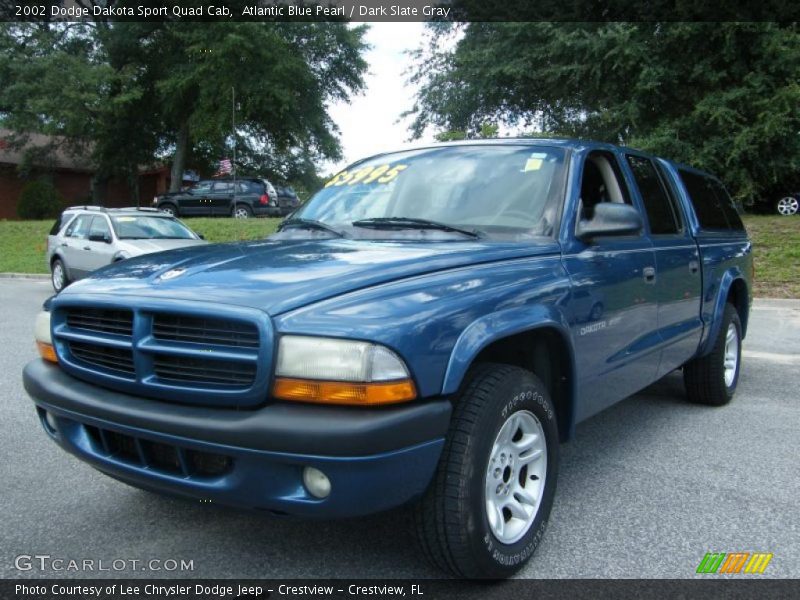 Atlantic Blue Pearl / Dark Slate Gray 2002 Dodge Dakota Sport Quad Cab