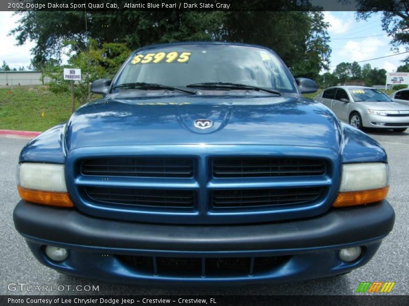 Atlantic Blue Pearl / Dark Slate Gray 2002 Dodge Dakota Sport Quad Cab