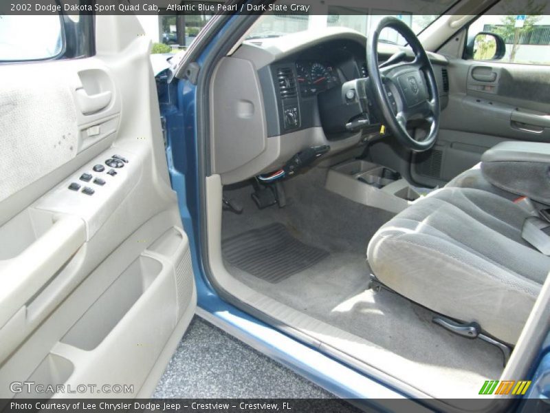 Atlantic Blue Pearl / Dark Slate Gray 2002 Dodge Dakota Sport Quad Cab