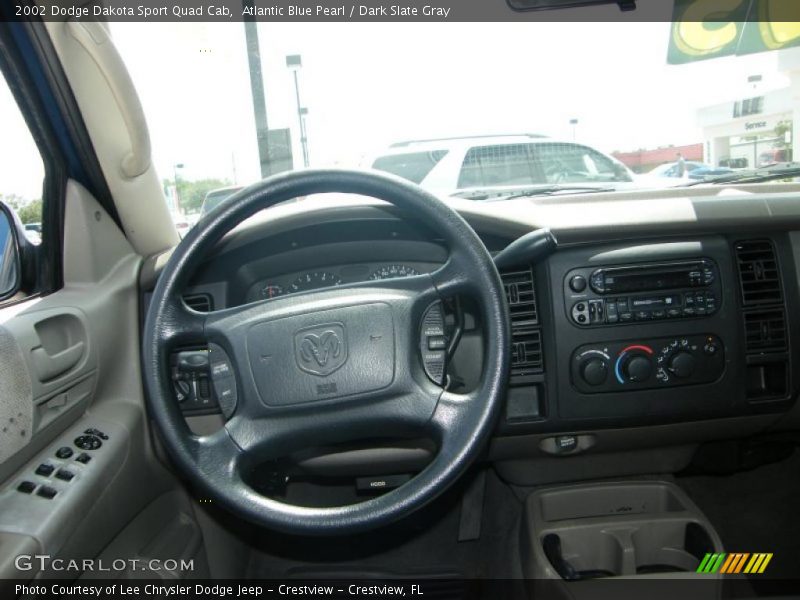 Atlantic Blue Pearl / Dark Slate Gray 2002 Dodge Dakota Sport Quad Cab