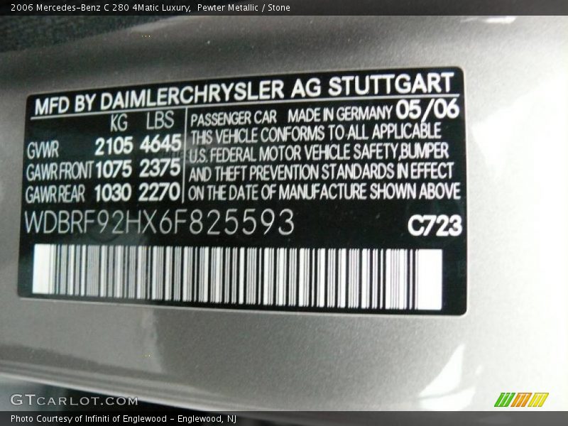 Pewter Metallic / Stone 2006 Mercedes-Benz C 280 4Matic Luxury