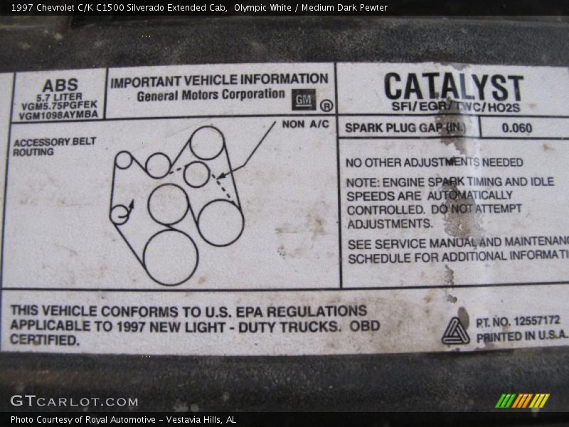 Olympic White / Medium Dark Pewter 1997 Chevrolet C/K C1500 Silverado Extended Cab