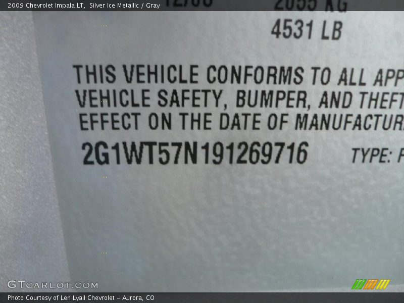 Silver Ice Metallic / Gray 2009 Chevrolet Impala LT