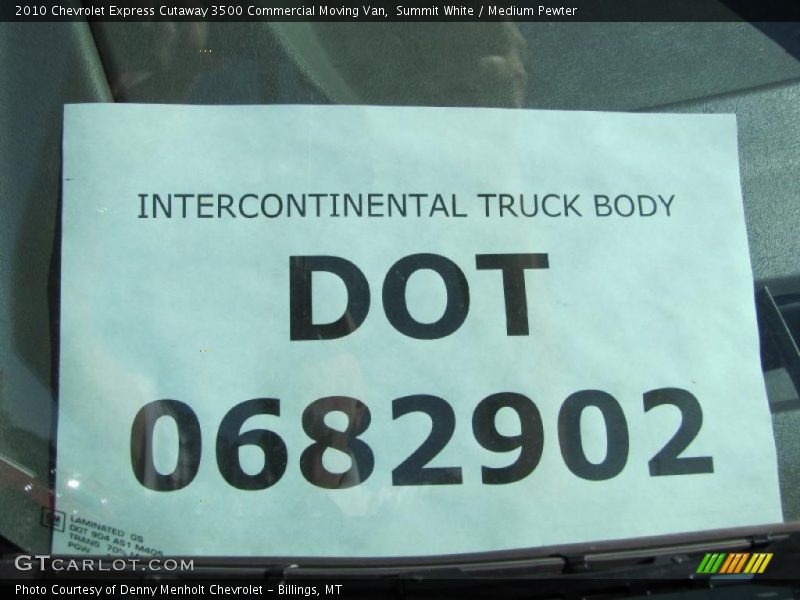 Summit White / Medium Pewter 2010 Chevrolet Express Cutaway 3500 Commercial Moving Van