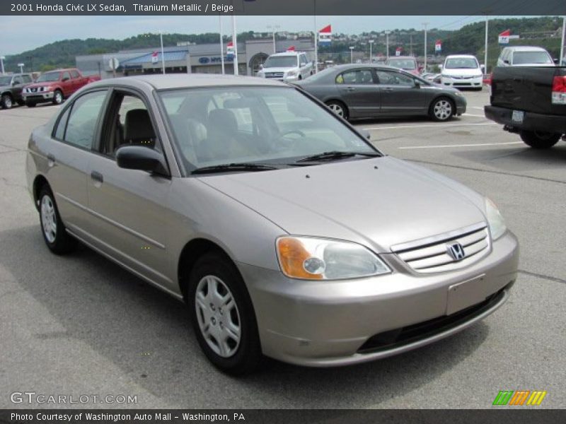 Titanium Metallic / Beige 2001 Honda Civic LX Sedan