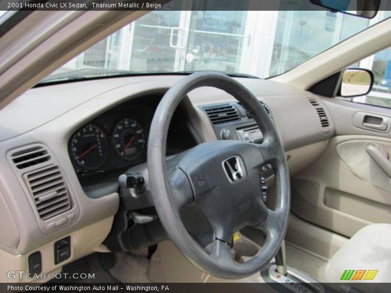 Titanium Metallic / Beige 2001 Honda Civic LX Sedan