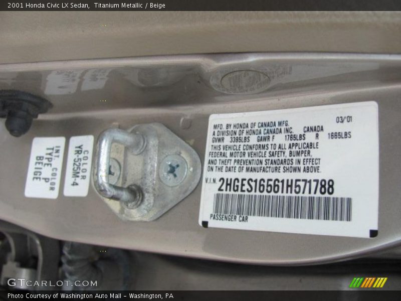 Titanium Metallic / Beige 2001 Honda Civic LX Sedan